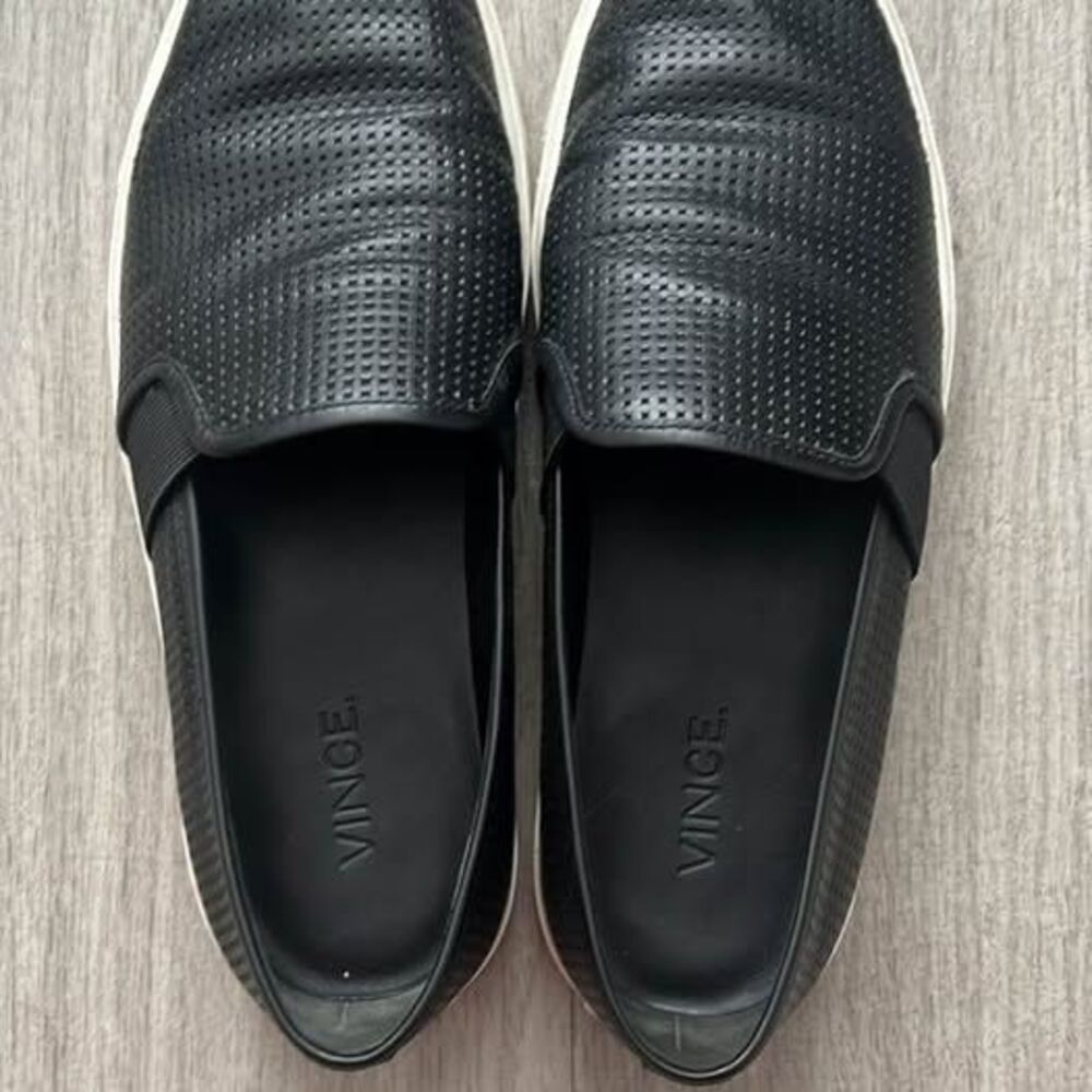 Vince Black Perforated Slip-On Sneakers